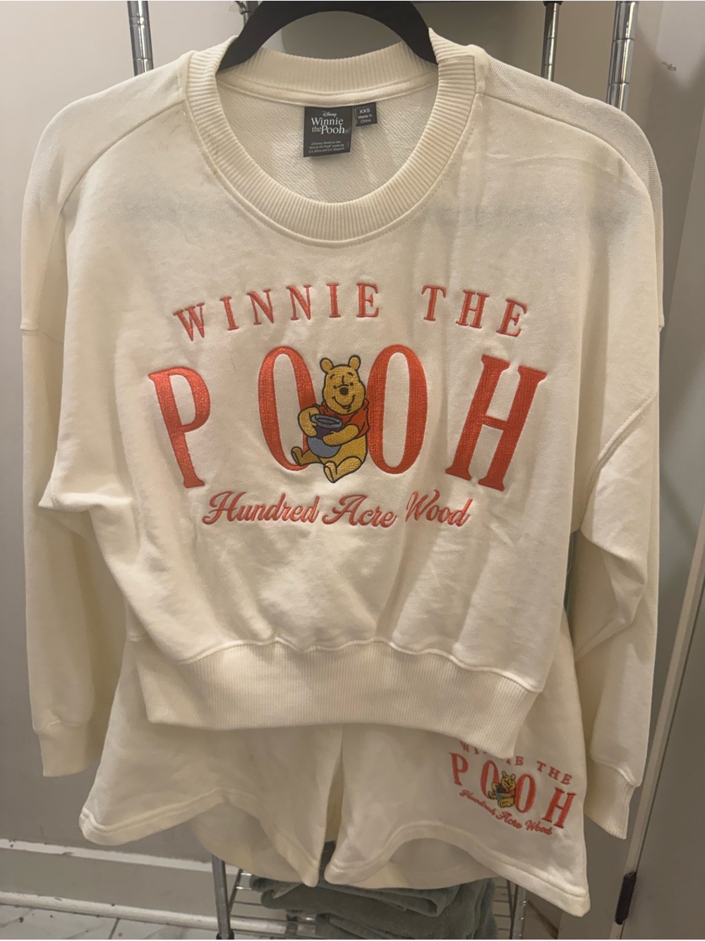 Disney Winnie the Pooh Hundred Acre Wood Sweatshirt Shorts Set XXS S/M